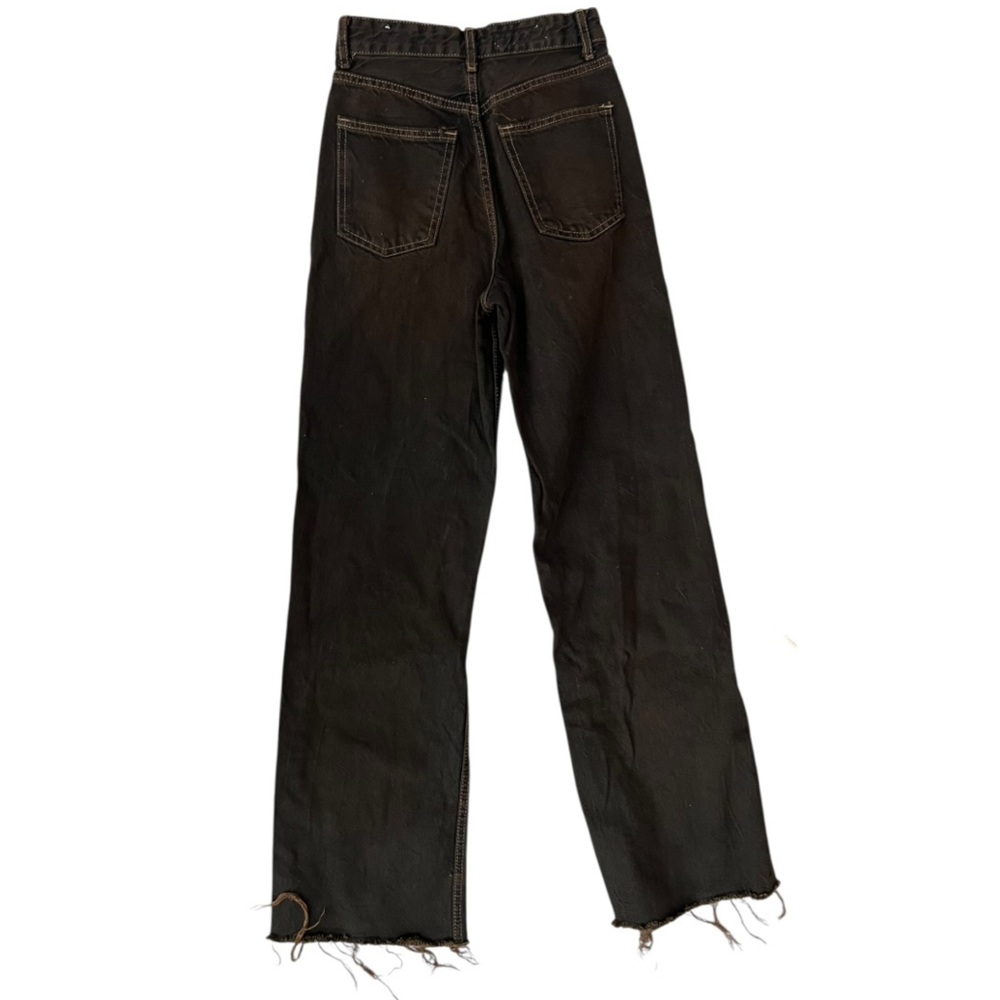 Zara Chocolate Brown High Rise Raw Hem Jeans Size 2 - Picture 2 of 4